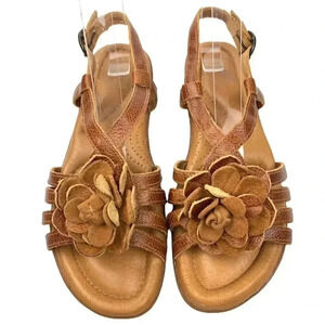 Nurture sandals size 6 brown leather floral comfort walking coastalgranny
